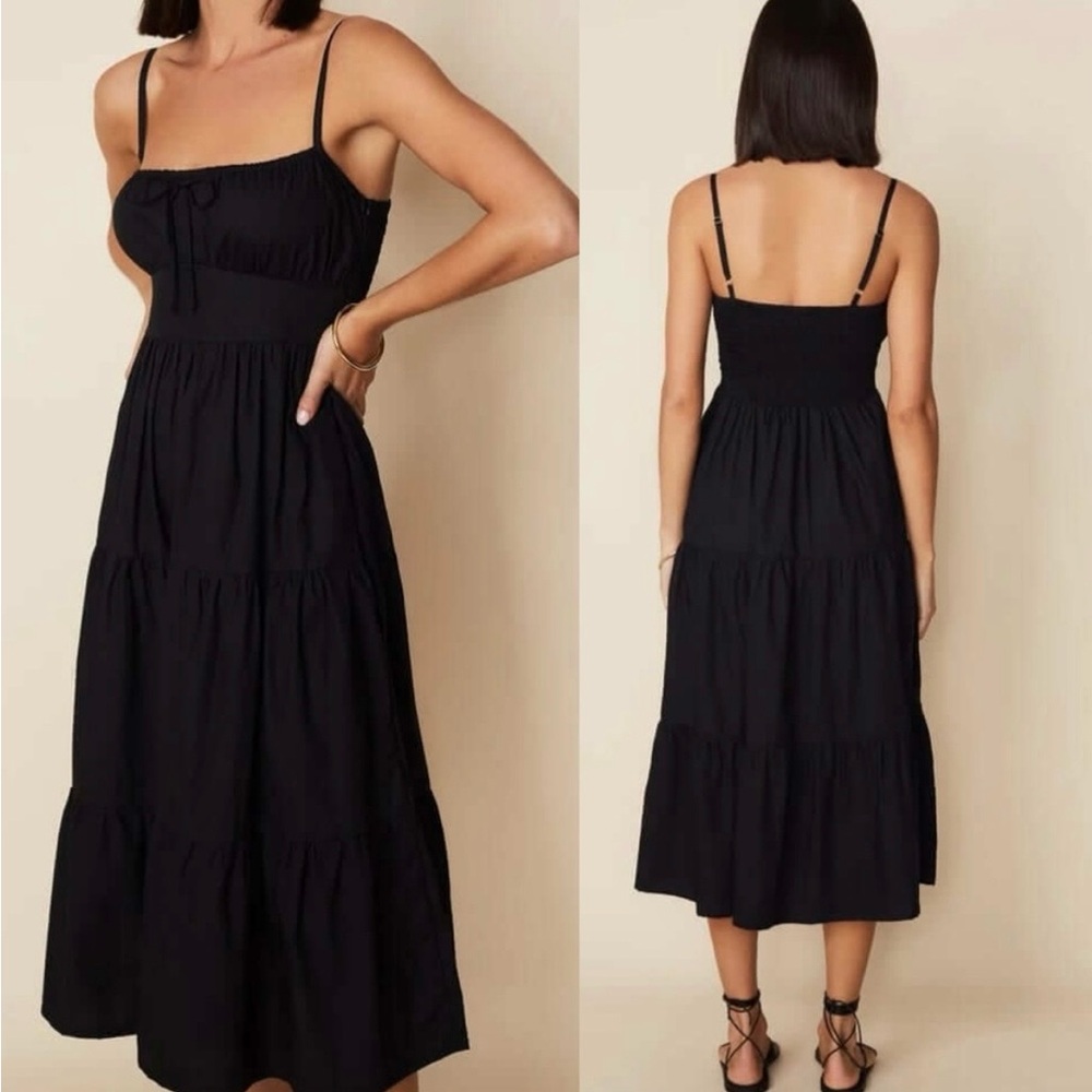 Faithfull the Brand Alexia Black Midi Dress